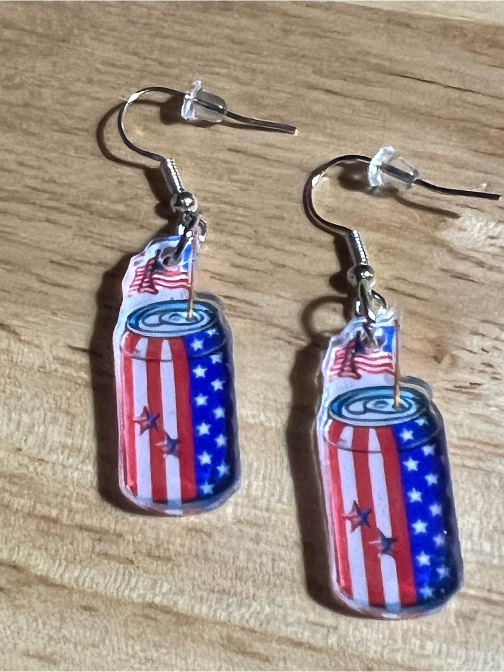 Patriotic American Flag Soda Can Dangle Earrings E66